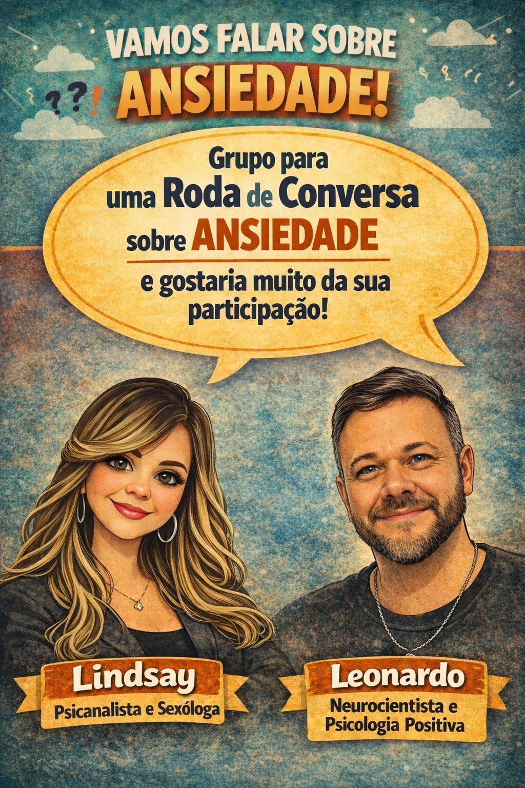 Panfleto com apresentação de Lindsay e Leonardo